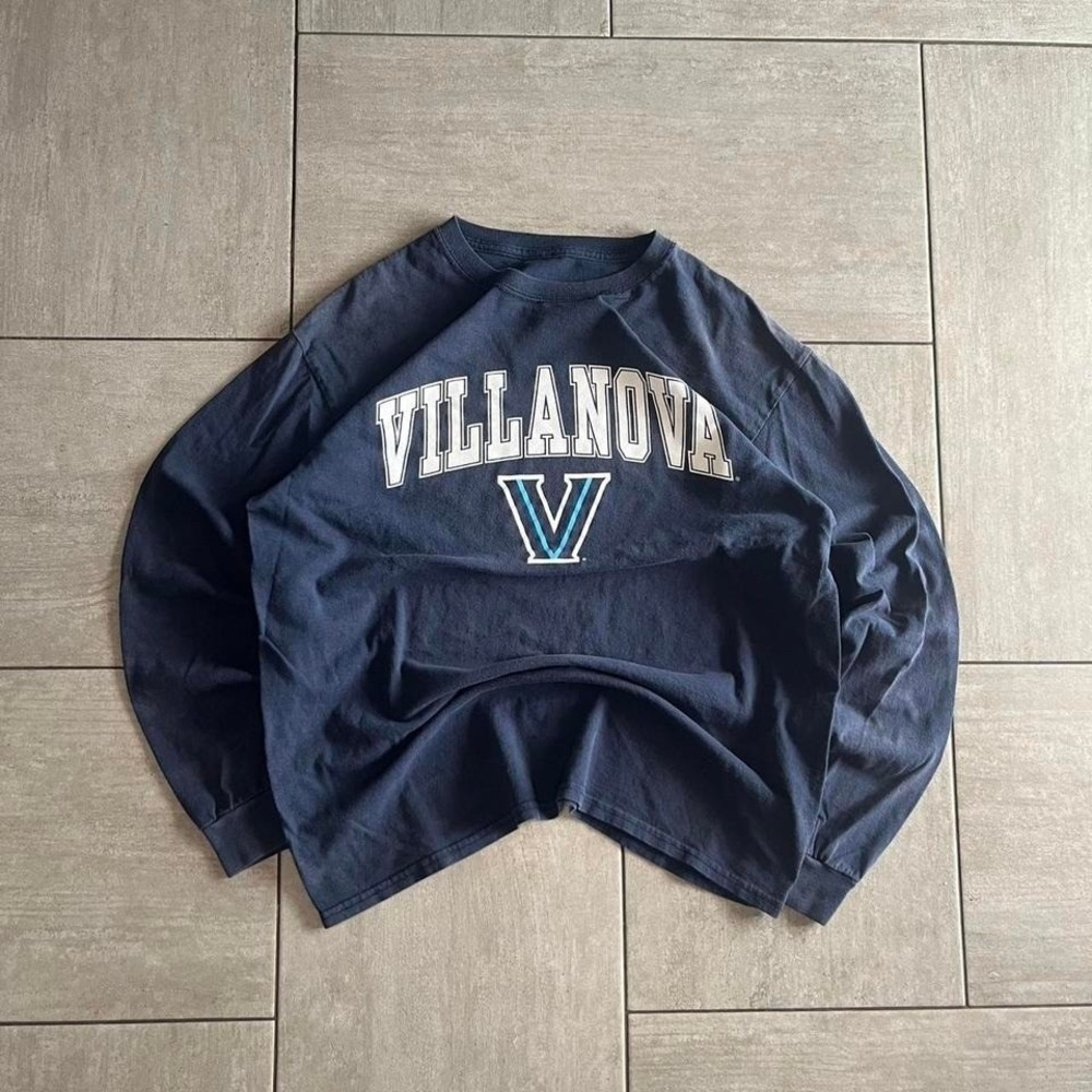 Villanova Wildcats Long Sleeve T Shirt Navy Blue Collegiate Crew Neck